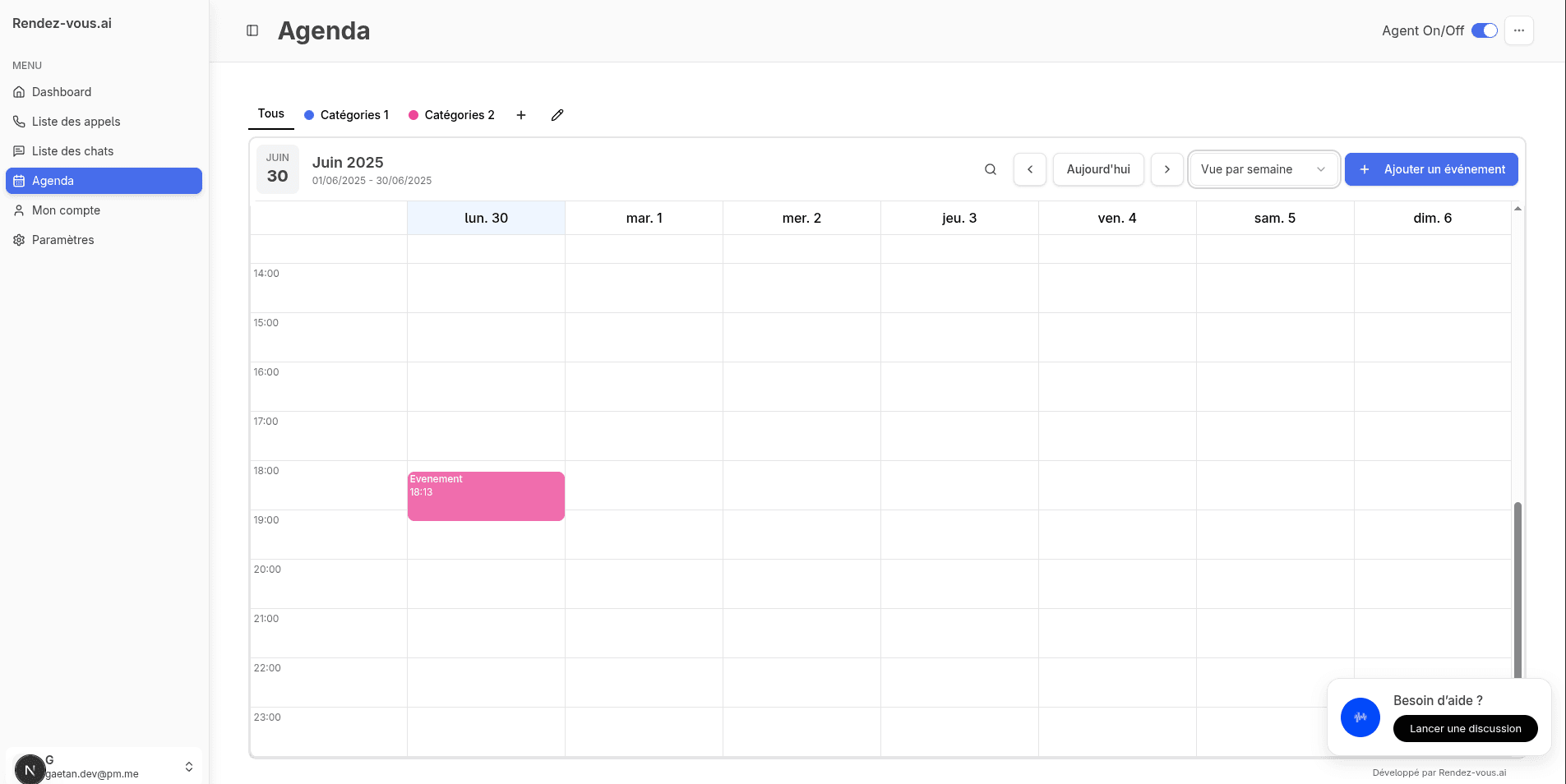 Calendrier Rendez-vous.ai